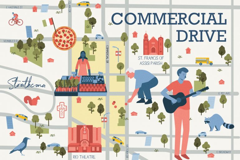 Commercial Drive Vancouver Illustrated Map
