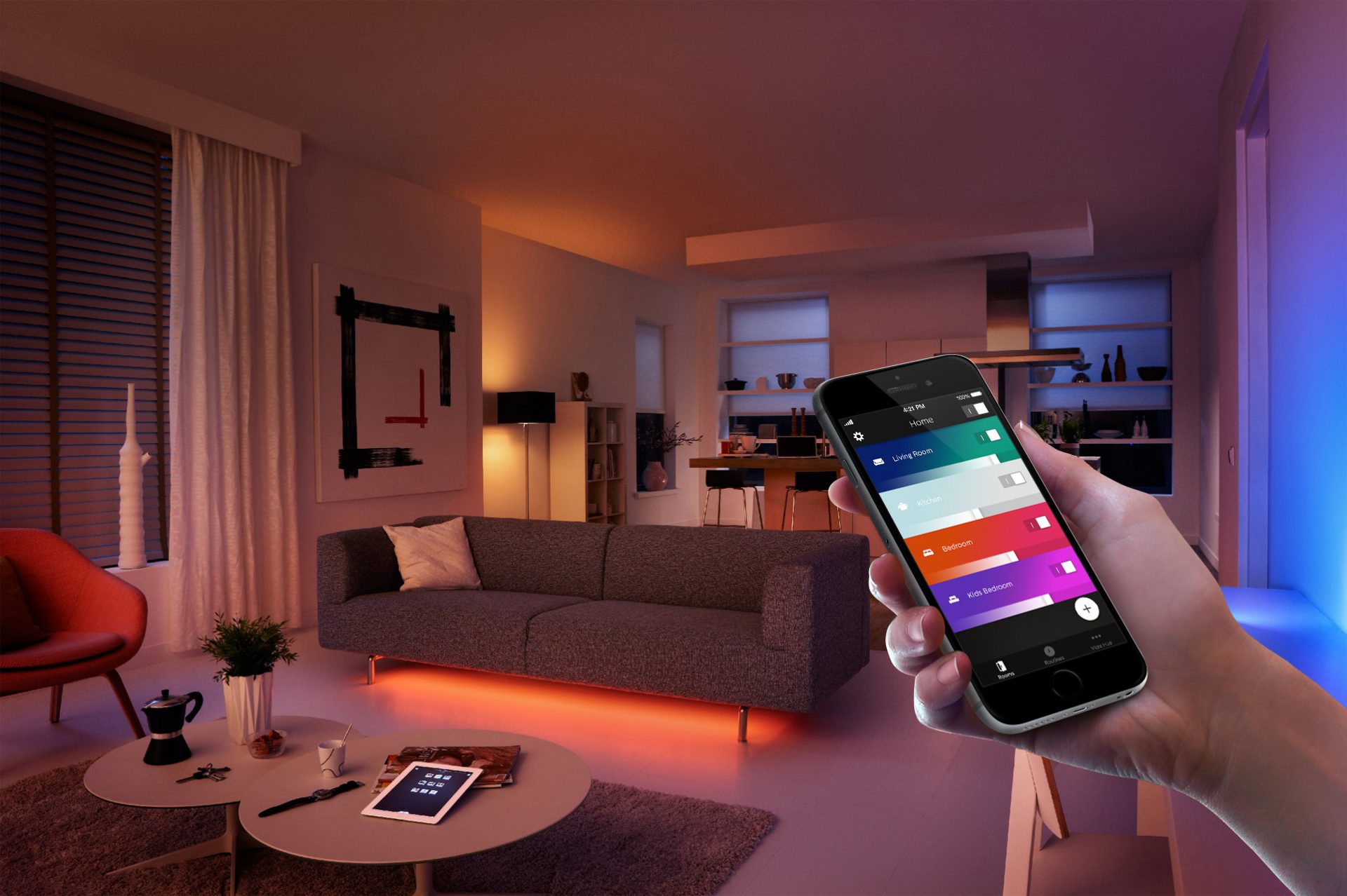 Using Phillips Hue Light system - compatible with Alexa and Google Home