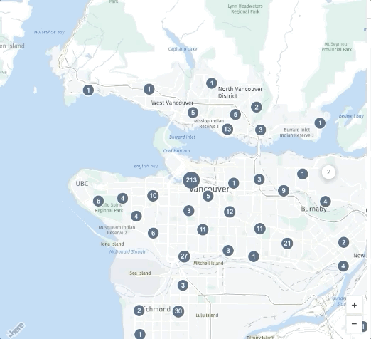 vancouver, for rent, apartments, map view