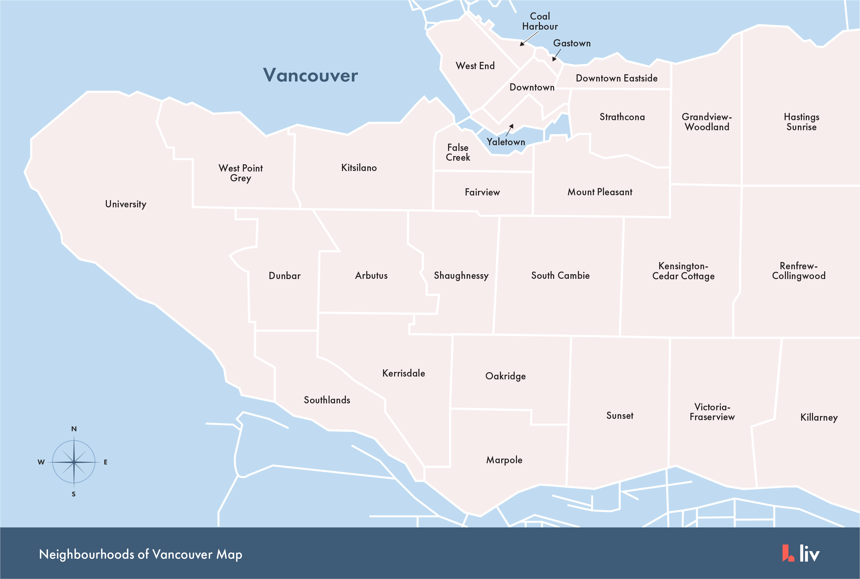 Map of the cheapest Vancouver neighbourhoods.