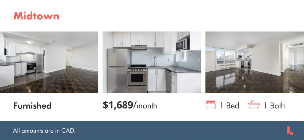 Furnished apartments in Toronto's Midtown neighbourhood for less than $1800.