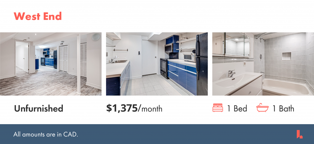 Unfurnished apartments in Toronto's West End that cost less than $1800.
