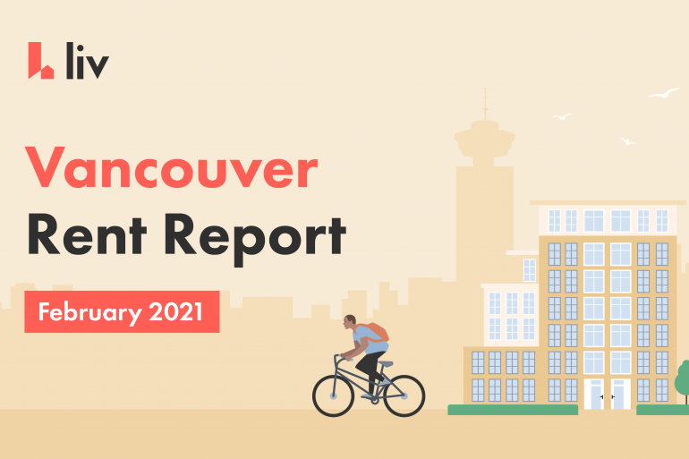 The average cost of rent in Vancouver for February 2021.
