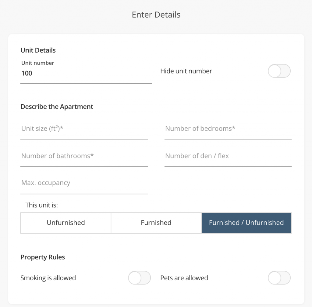 unit details are an essential component of a rental ad on liv rent