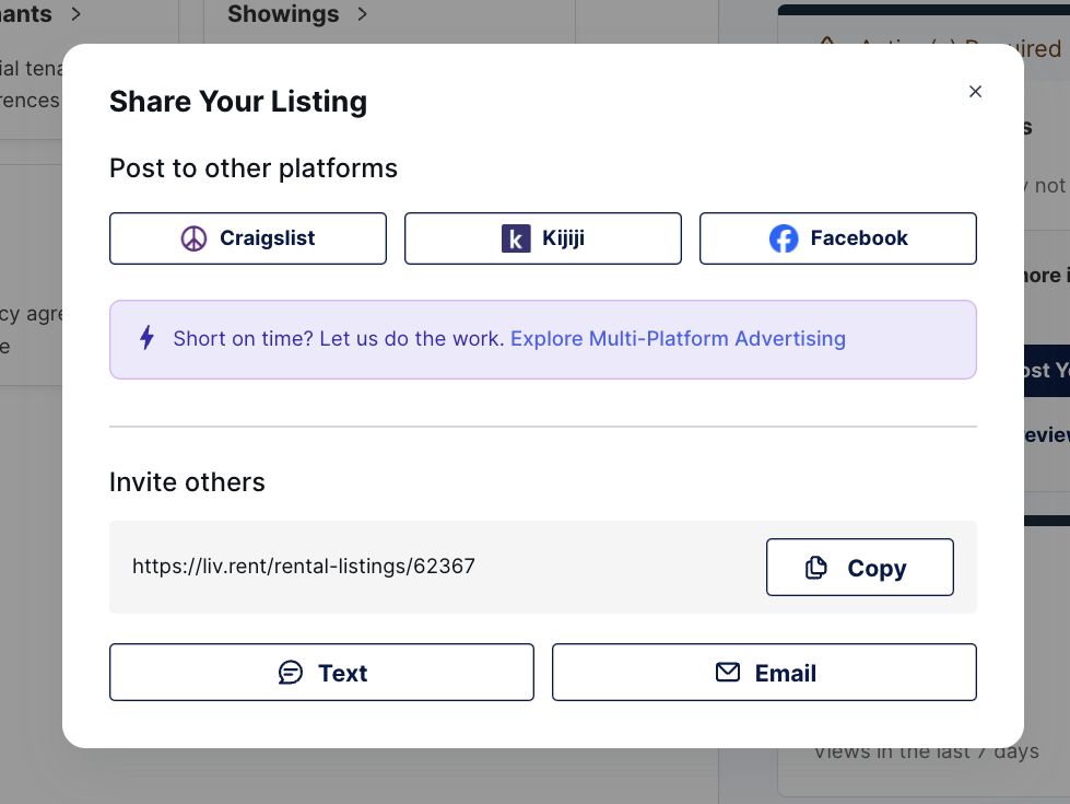 how to share your listing on liv rent