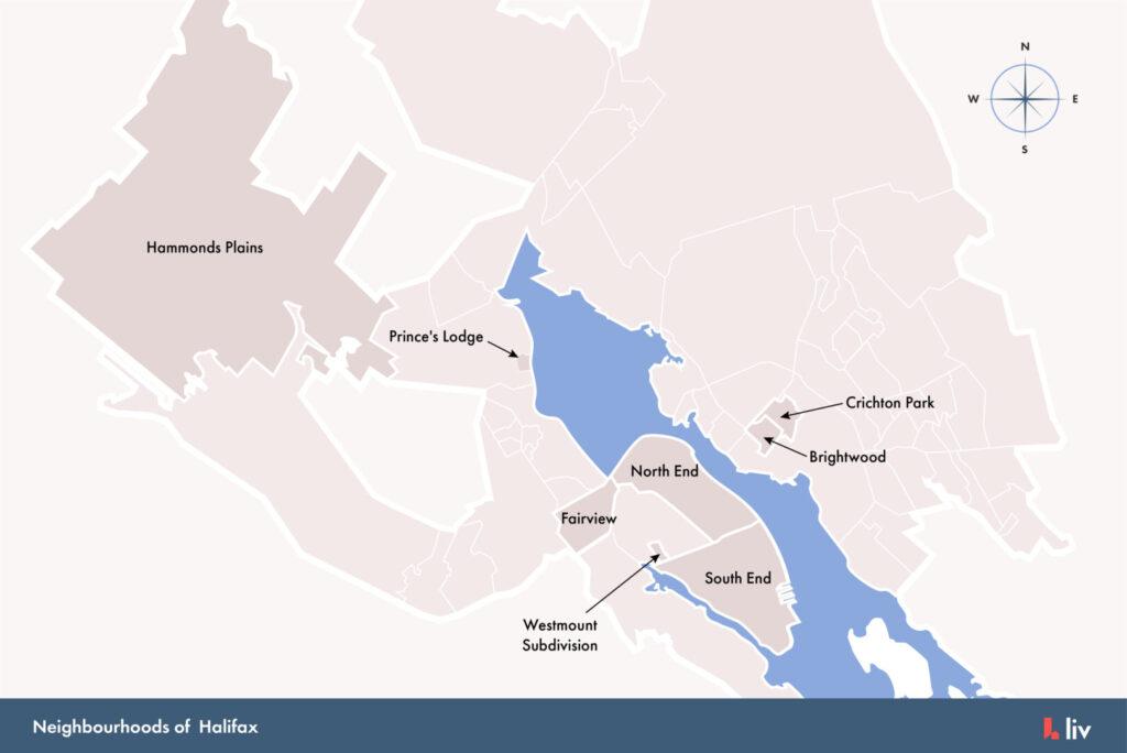 A map showing the best neighbourhoods for families in Halifax