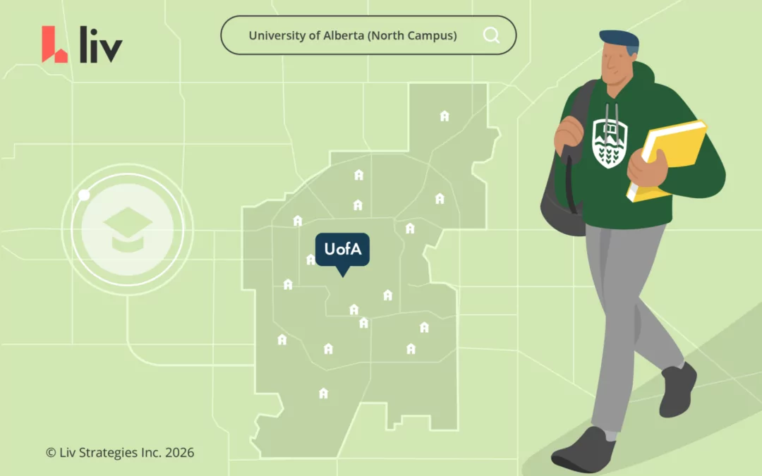 Seven rental buildings near the University of Alberta North Campus in 2026